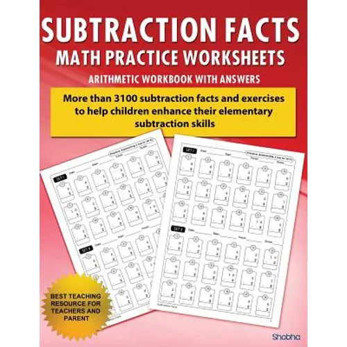 Subtraction Facts Math Practice Worksheet Arithmetic Workbook With Answers: Daily Practice guide for elementary students and other kids